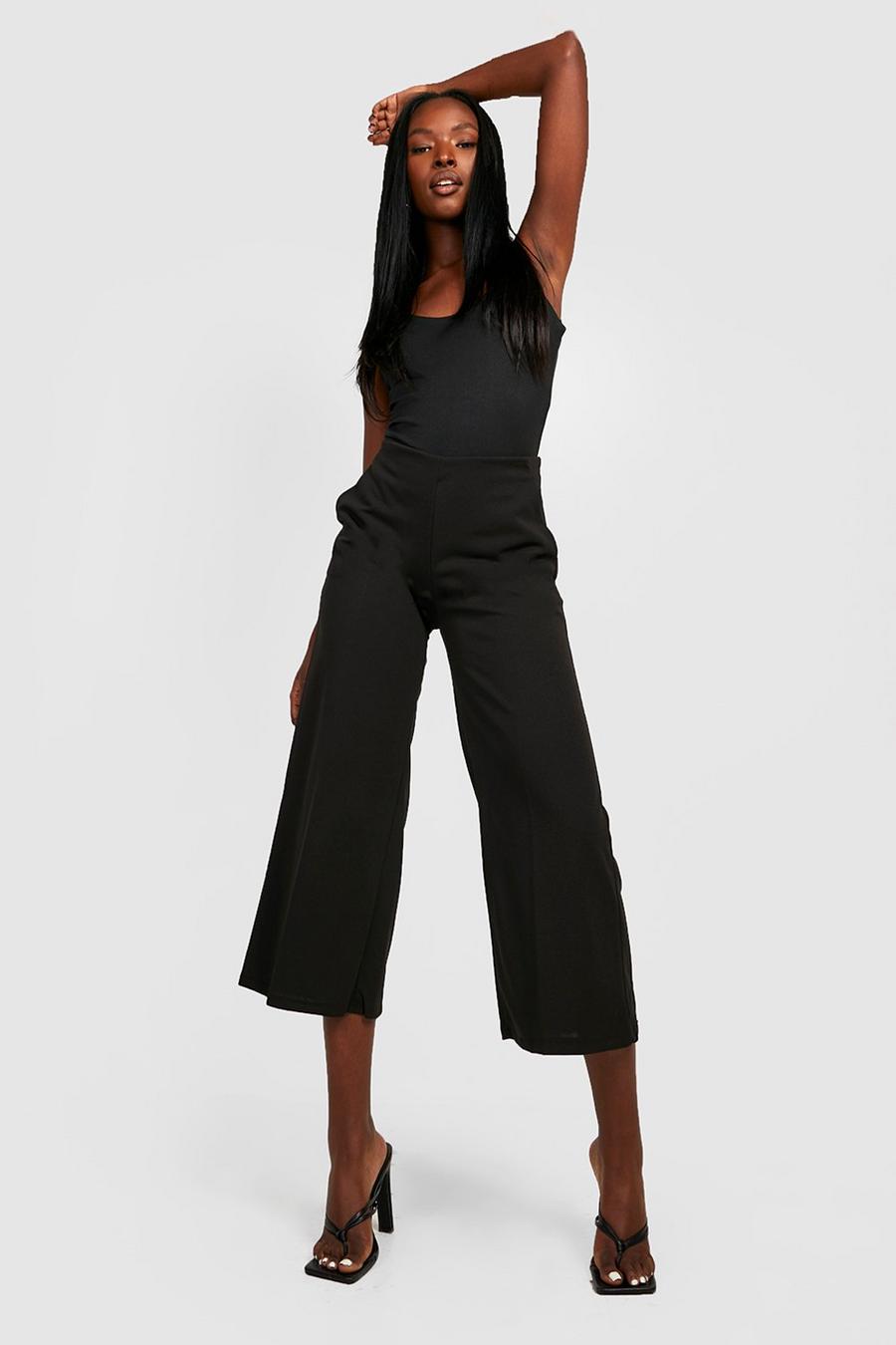 Black Woven Culotte image number 1