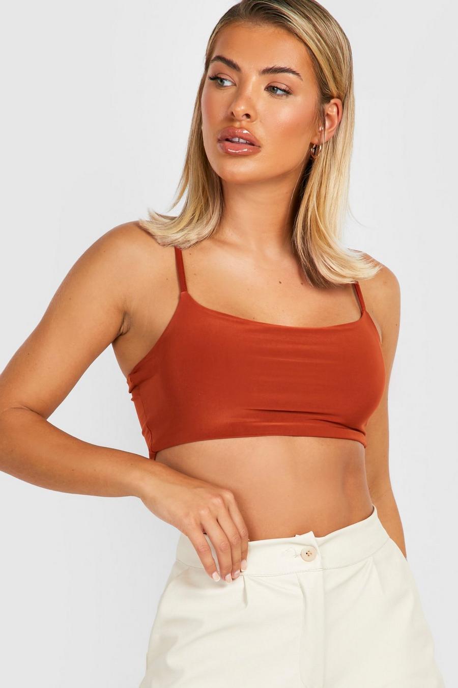 Rust Double Layer Strappy Scoop Bralet image number 1