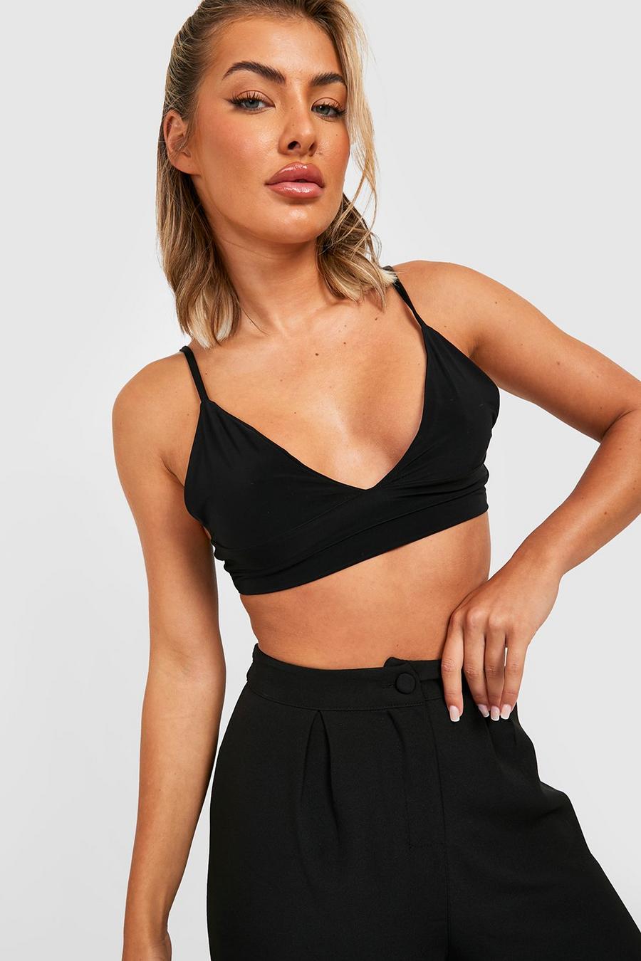 Black Double Layer Triangle Bralet image number 1