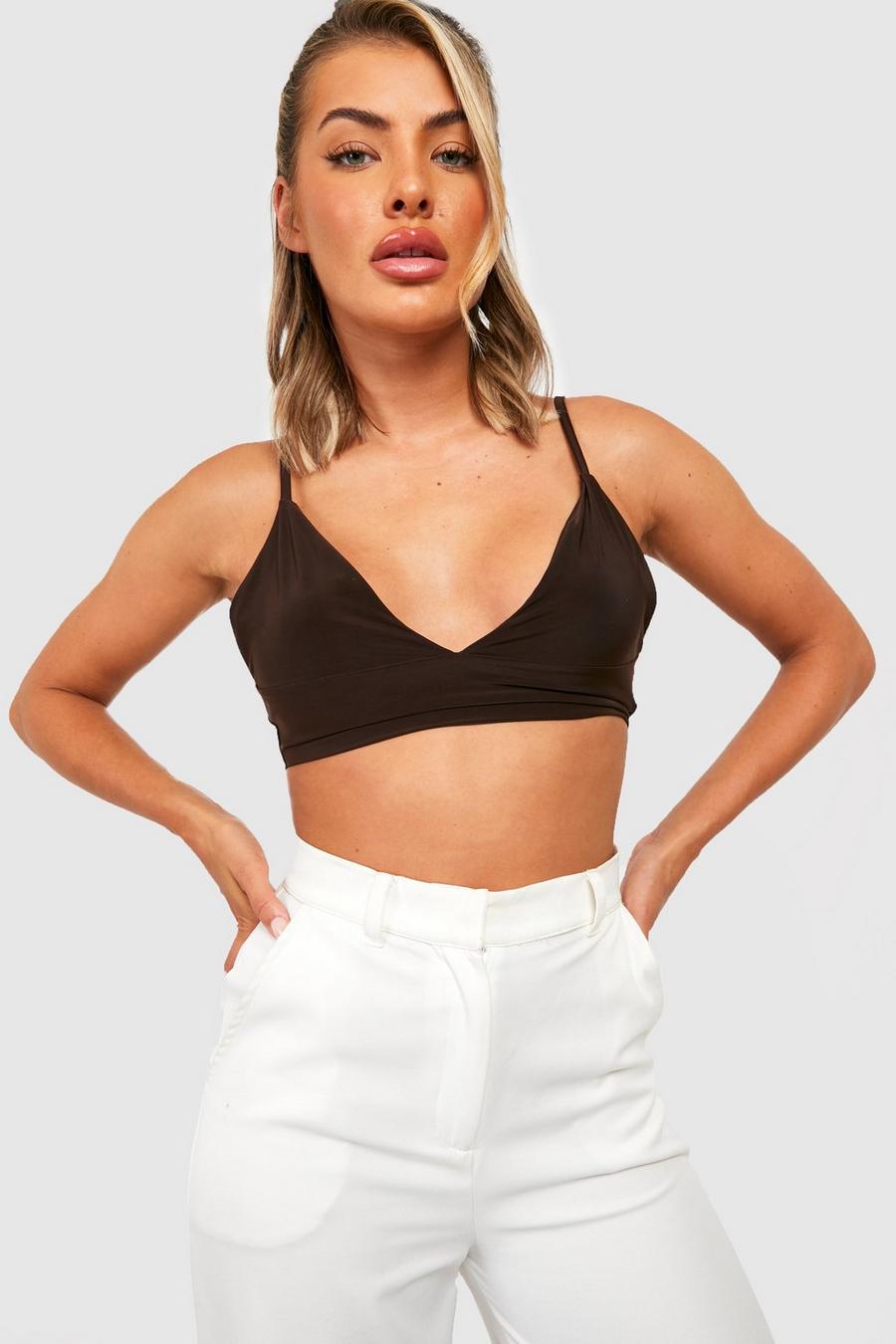 Doppellagiges Triangle-Bralette, Chocolate image number 1