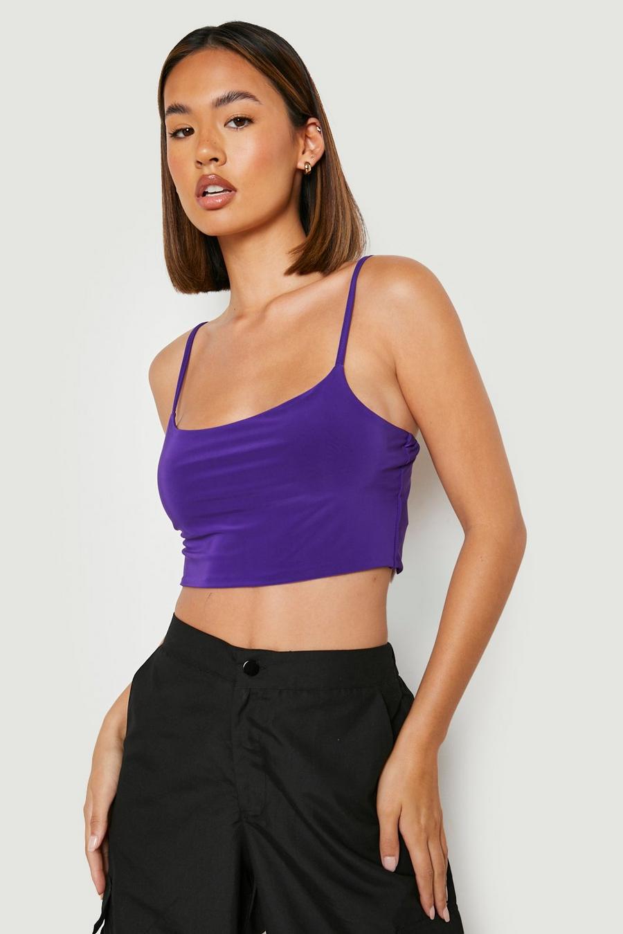 Purple Double Layer Slinky Bralet image number 1