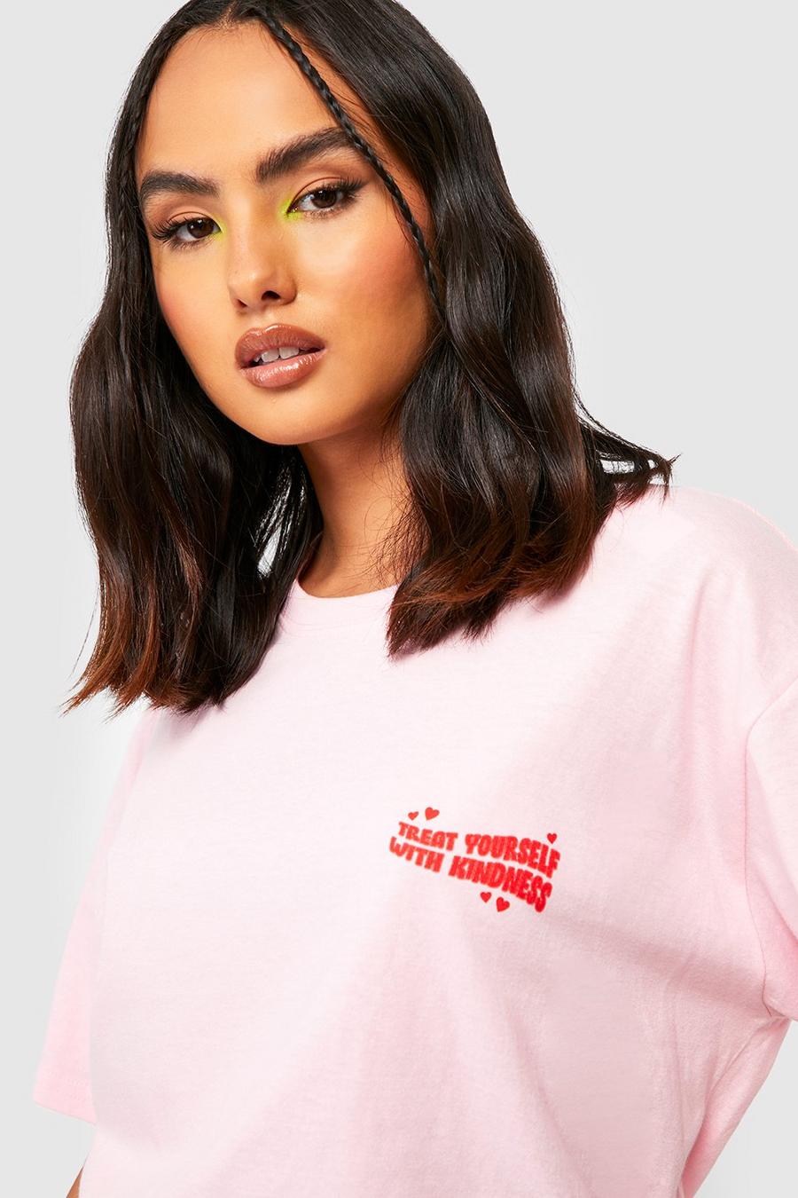 Light pink rosa Kindness Pocket Print Oversized T-shirt