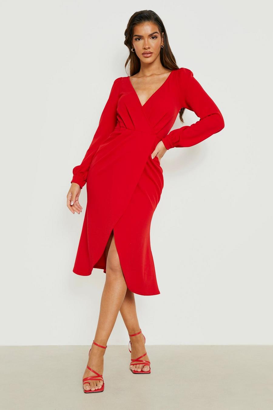 Red Off shoulder-klänning med omlott