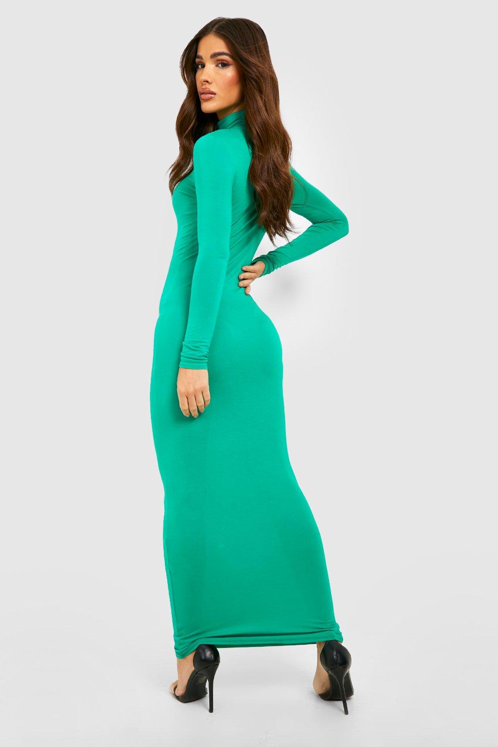 Emerald green maxi on sale dress long sleeve