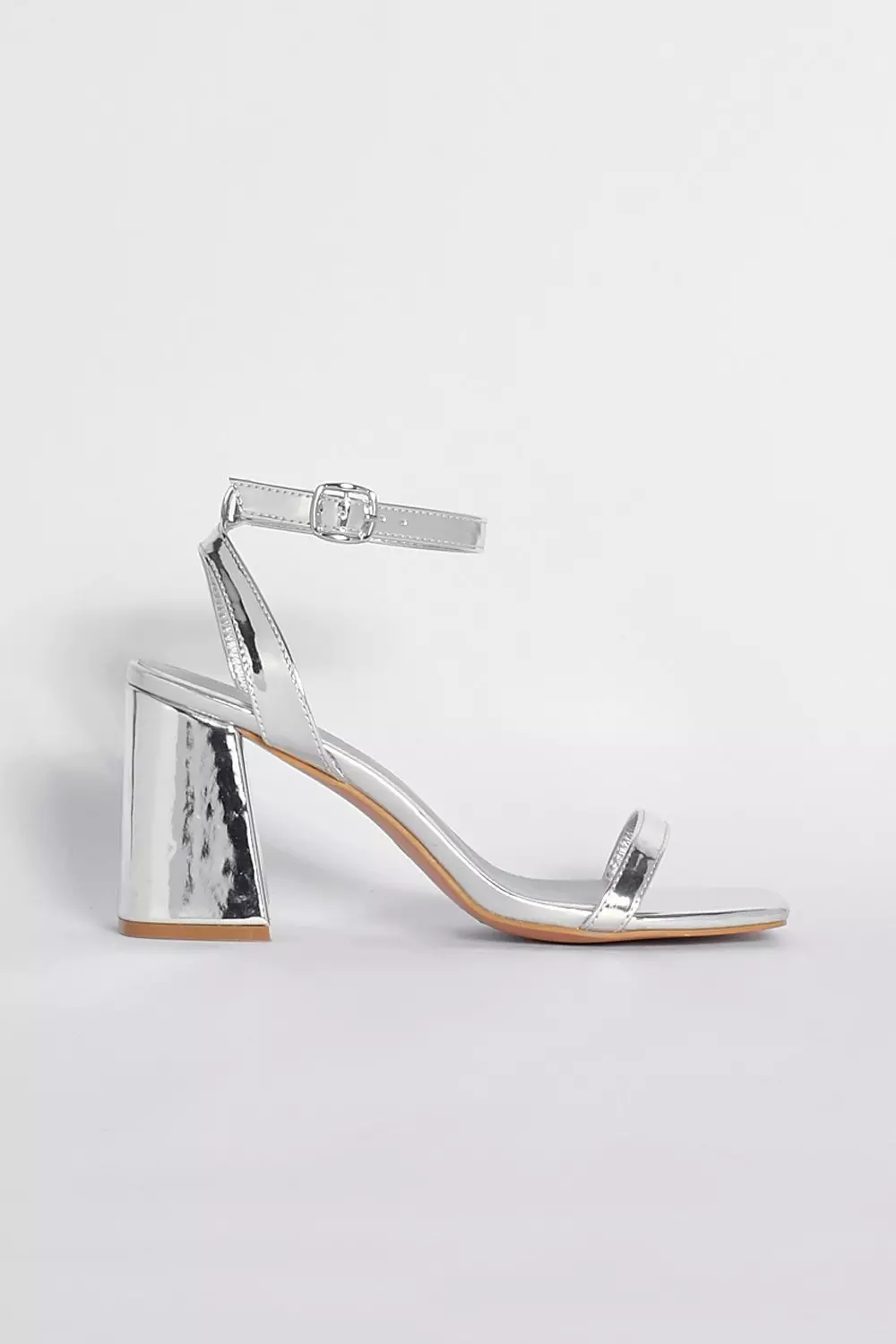 Silver Wide Fit Two Part Block Heel Sandal alternative image