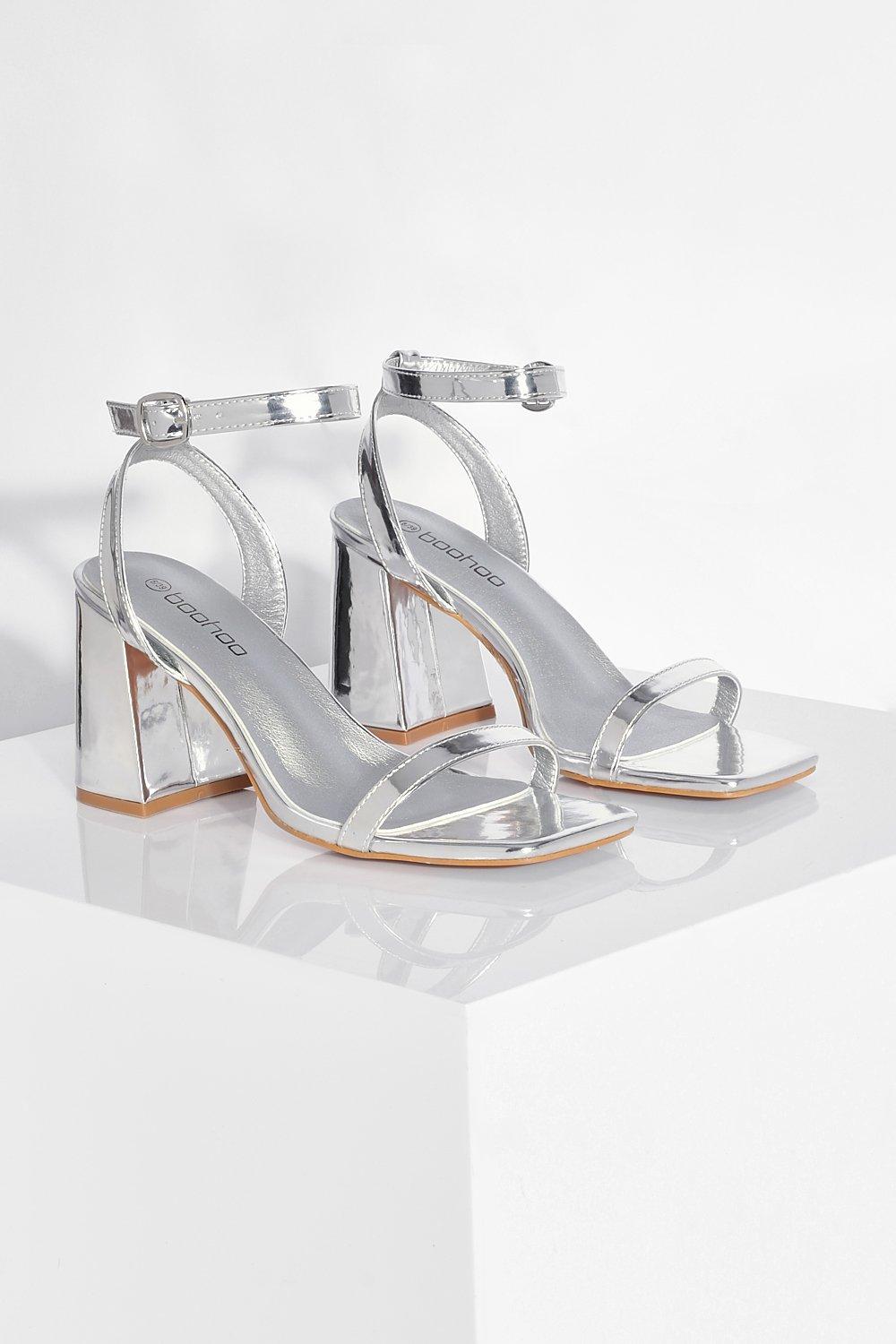 Boohoo silver 2025 block heels