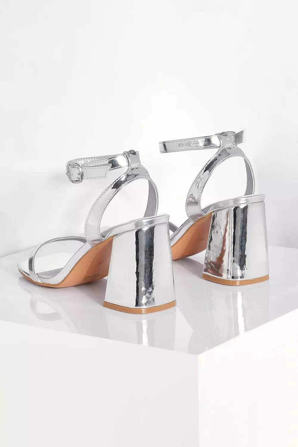 Silver Wide Fit Two Part Block Heel Sandal alternative image