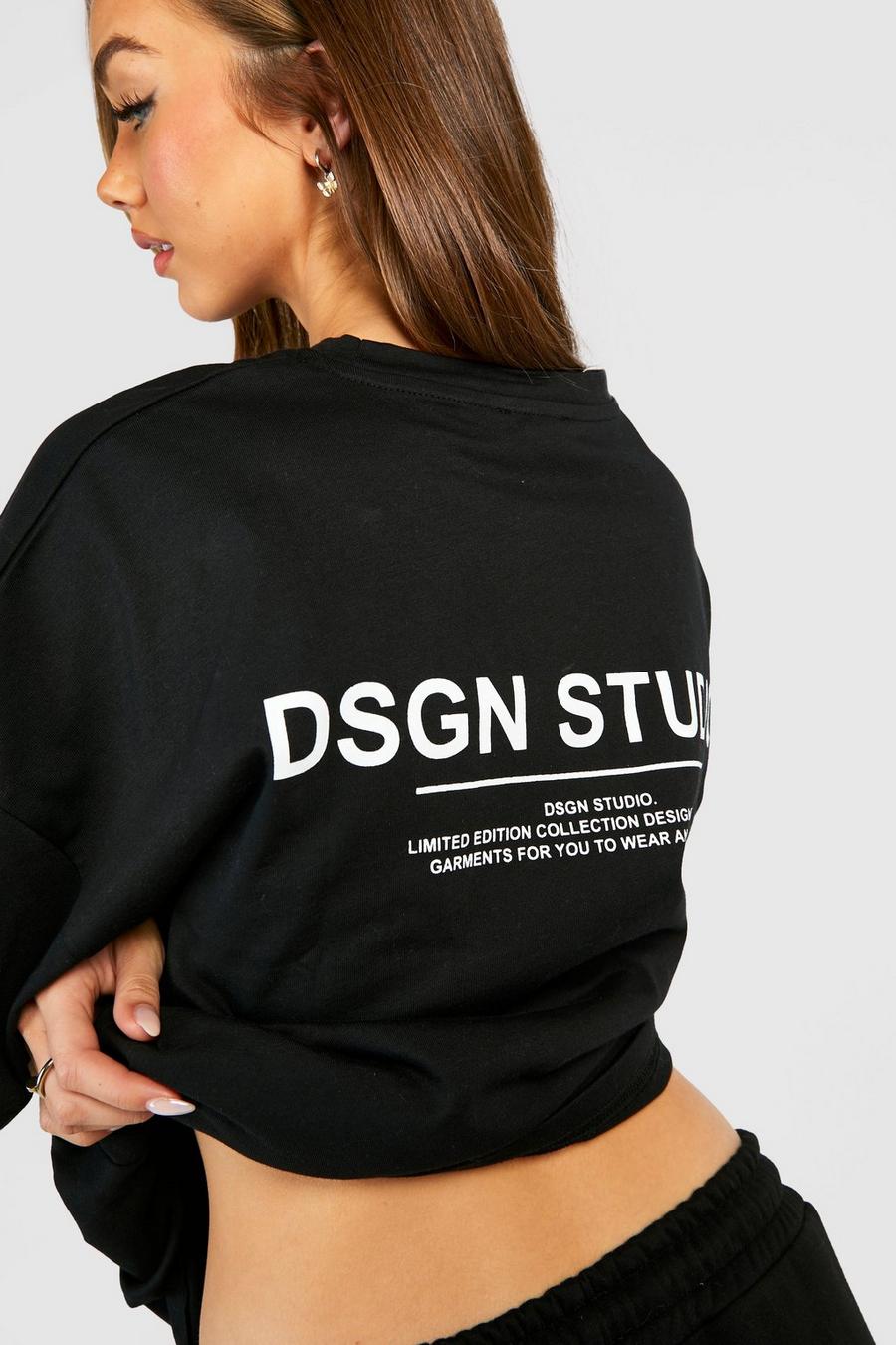 Black Dsgn Studio Heavyweight Text Back Print T-shirt image number 1