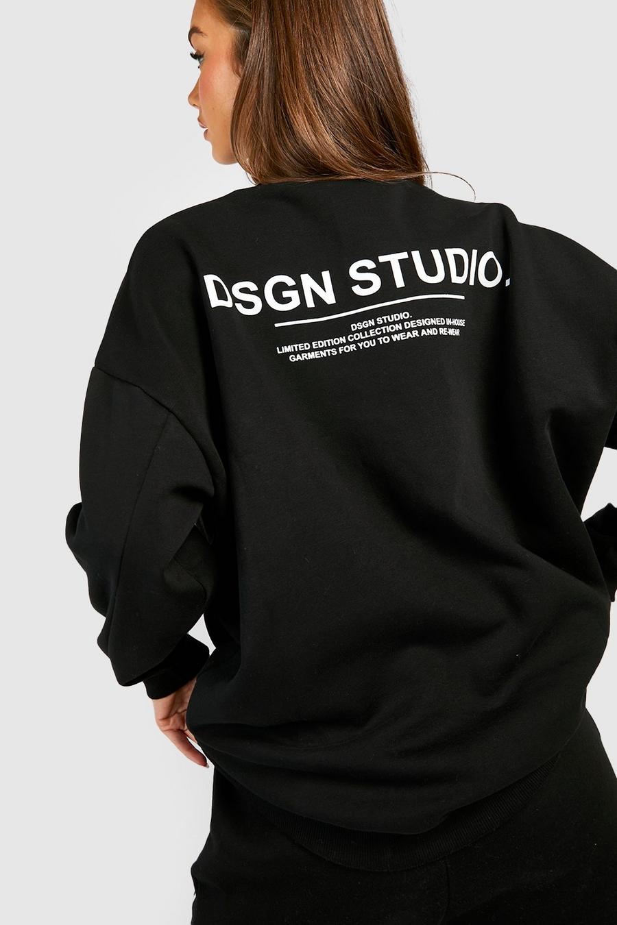 Black Text Back Print Oversized Sweater image number 1