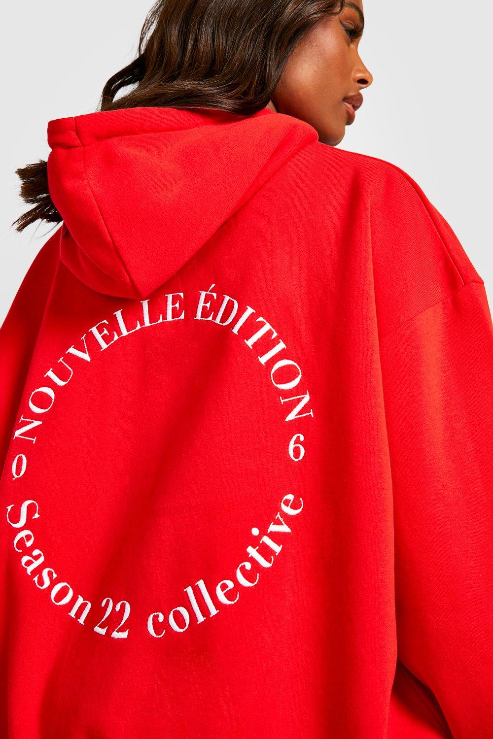 Red hoodie online boohoo