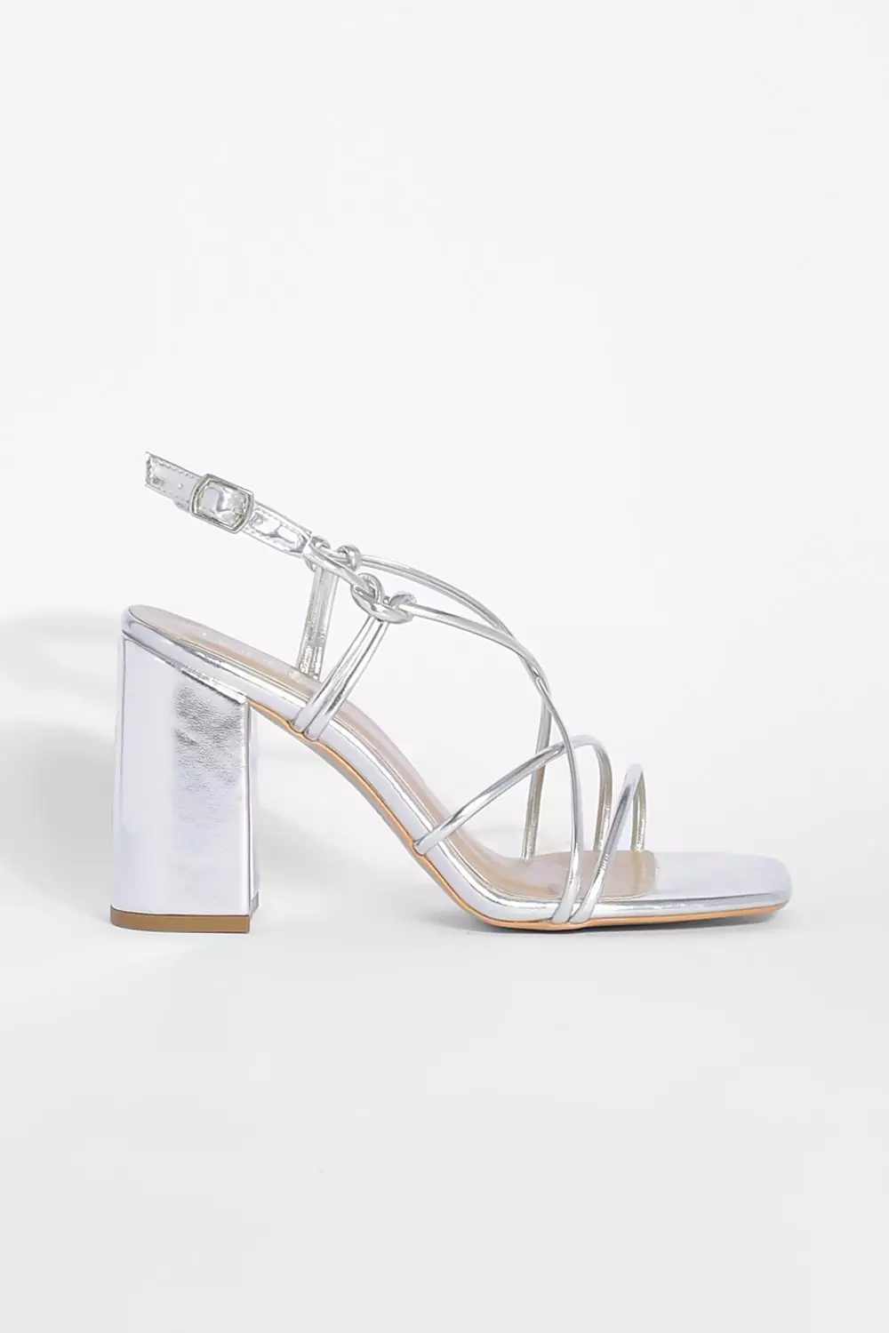 Silver Wide Fit Metallic Two Part Block Heels alternative image