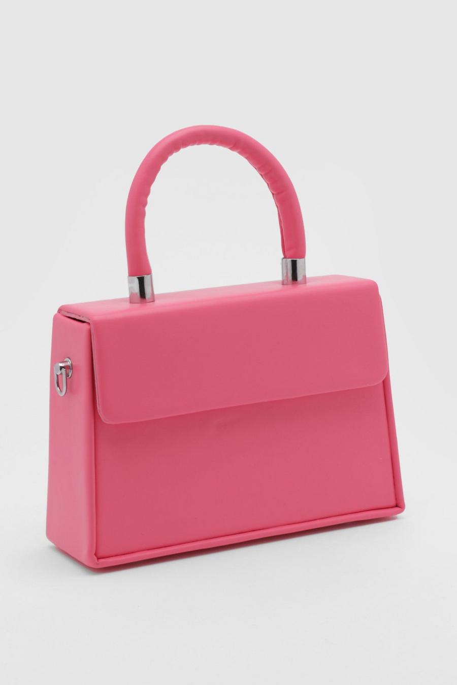 Bolso mini de mano estructurado con cadena, Pink rosa