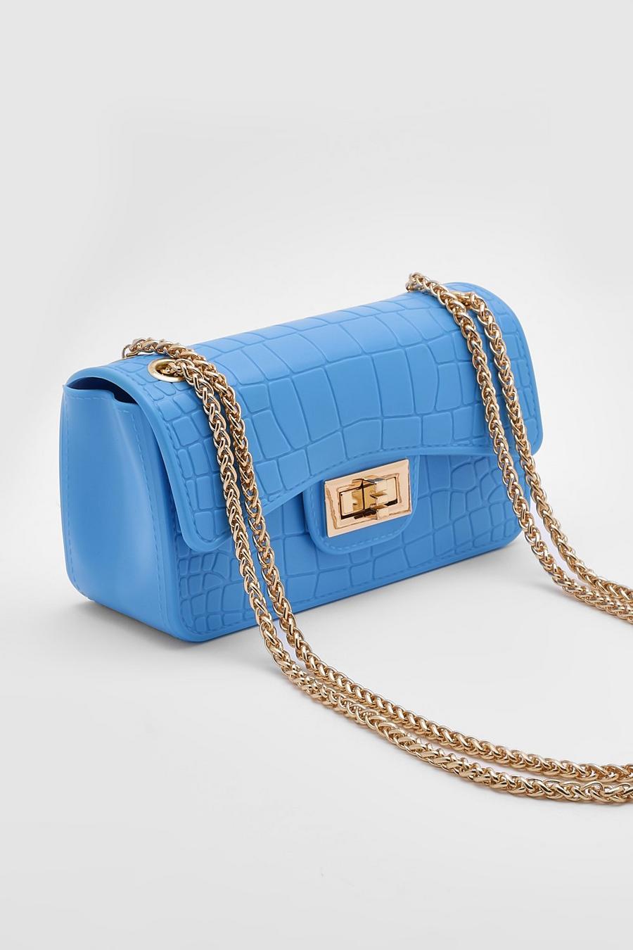 Blue Croc Chain Strap Cross Body Bag  image number 1