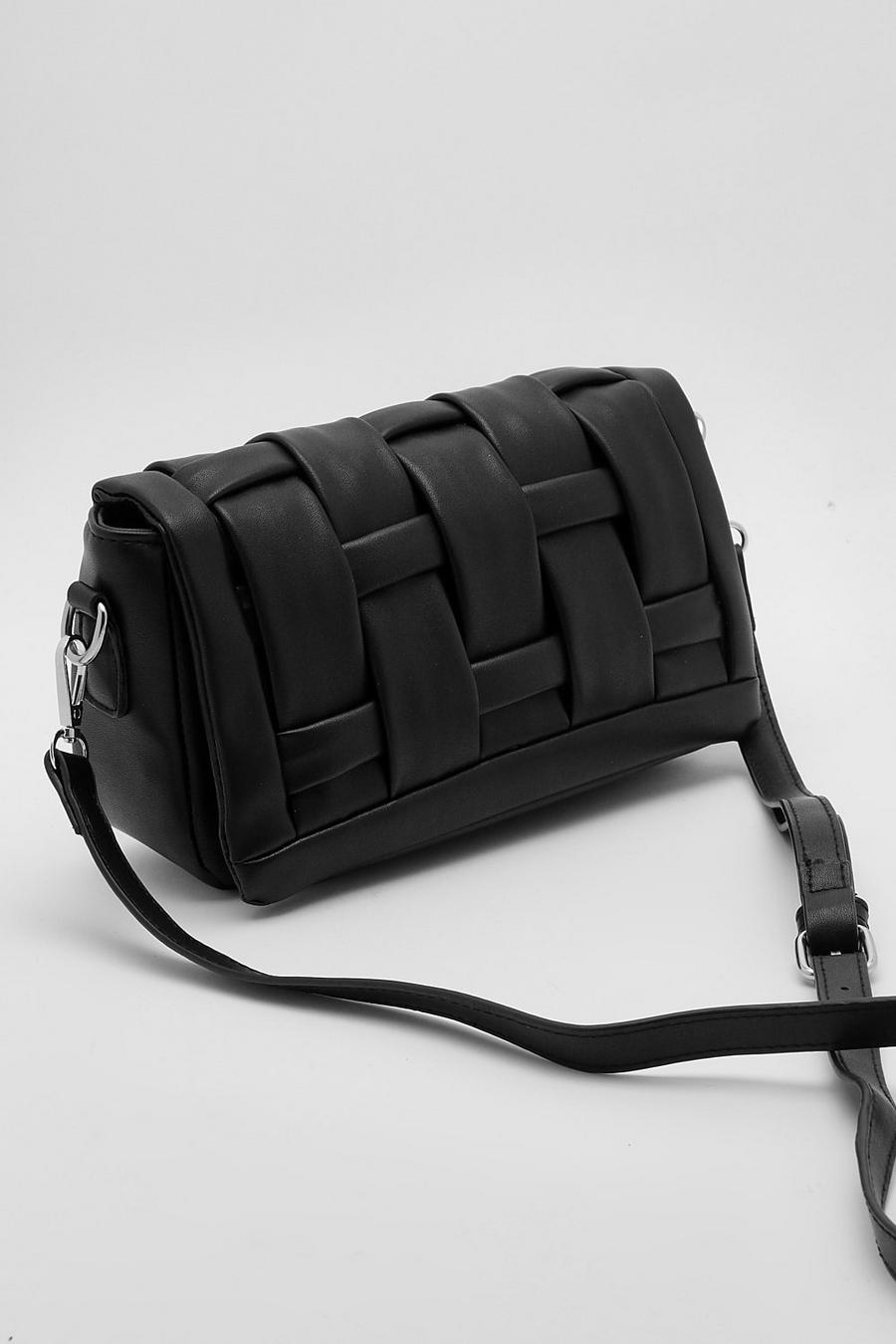 Black Woven Front Cross Body Bag image number 1