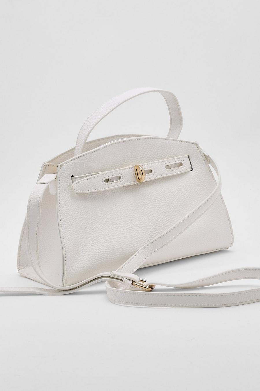 Cream Structured Cross Body Bag  image number 1