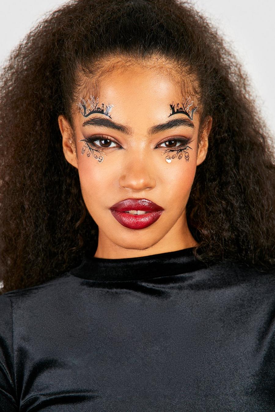 Black Halloween Adhesive Face Lace Eyeliner image number 1