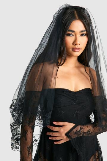 Black Halloween Lace Detail Veil black