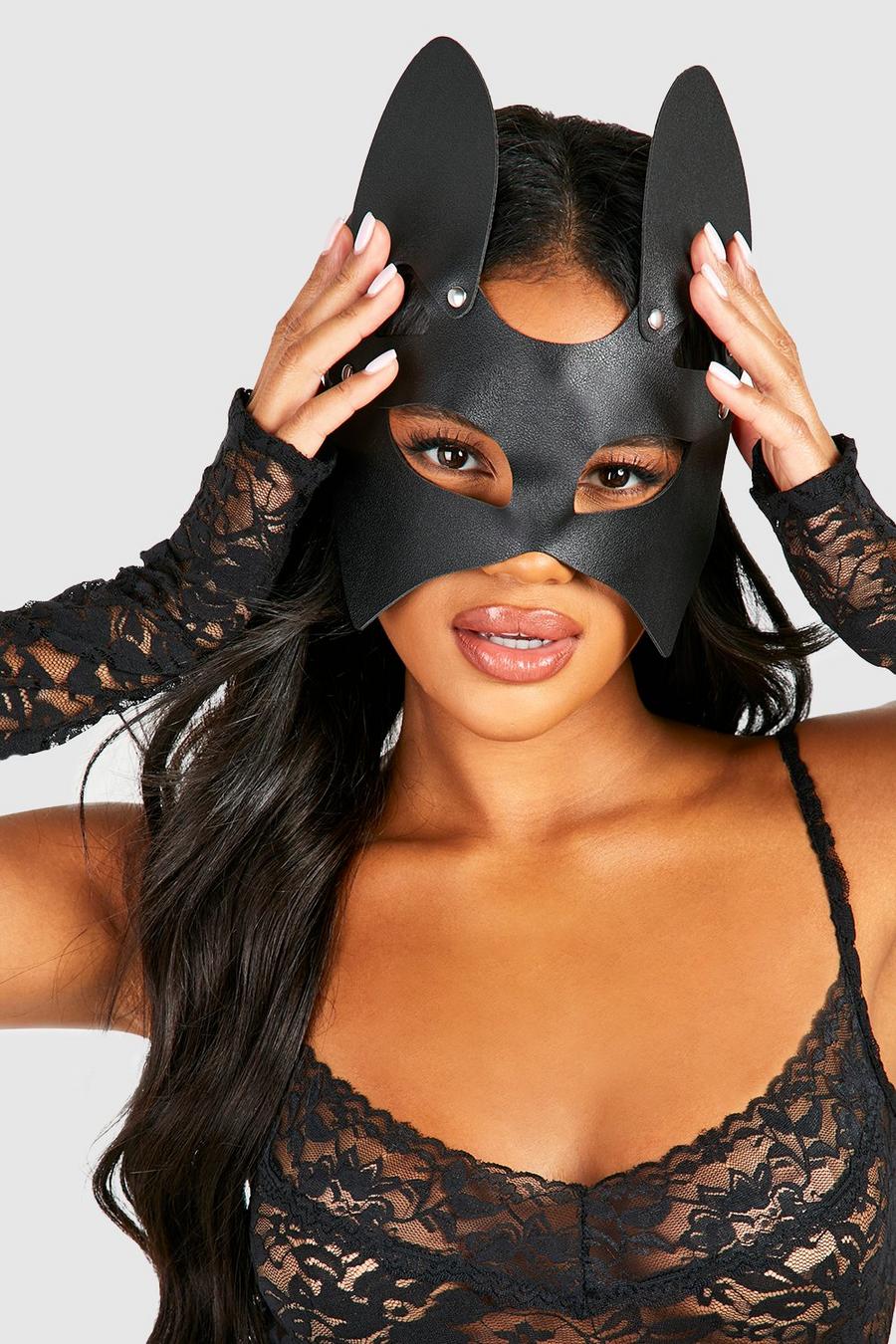 Black Halloween Cat Woman Style Mask image number 1