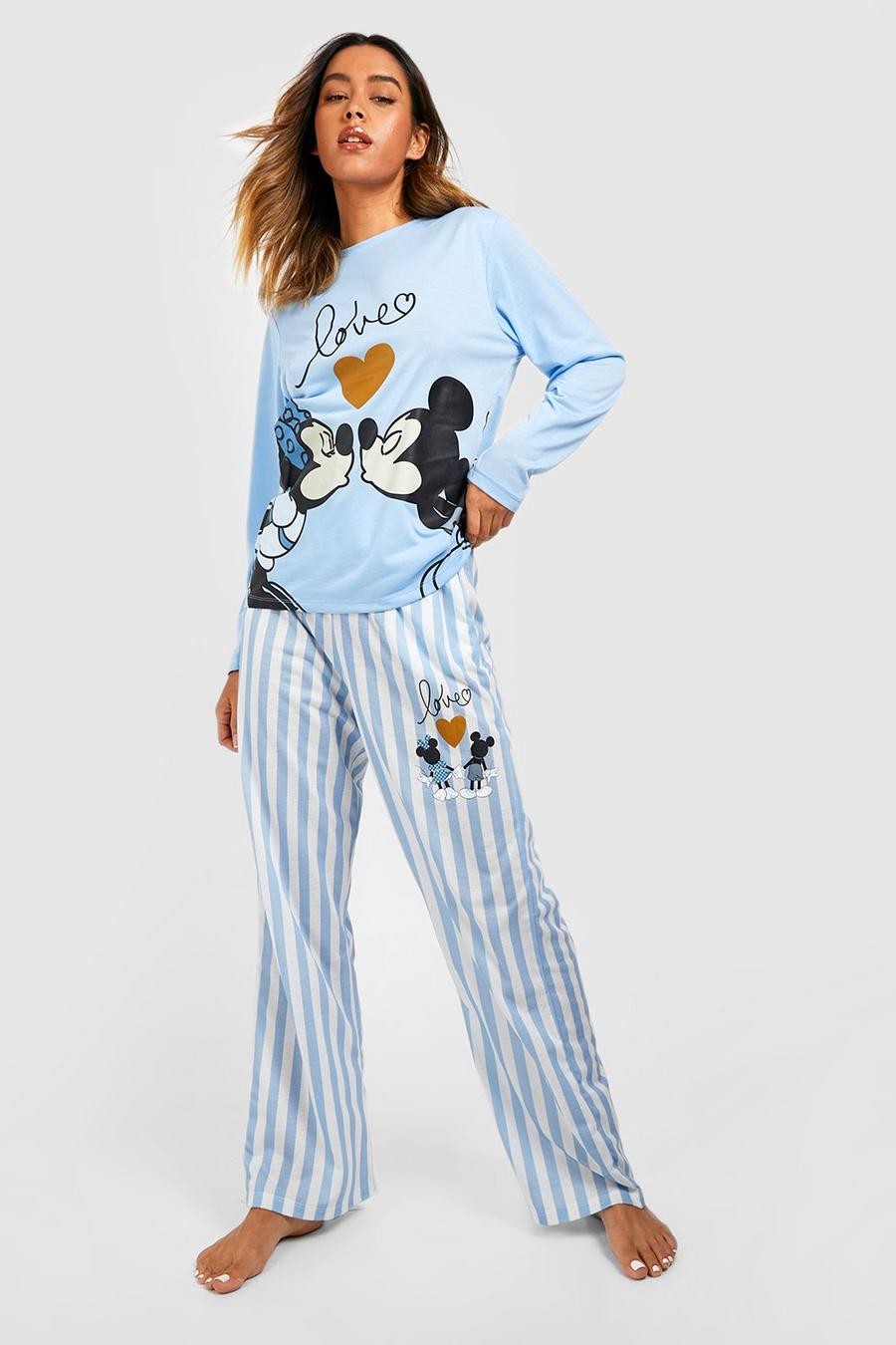 Blue blå Disney Mimmi & Musse Pigg Randig pyjamas med långbyxor