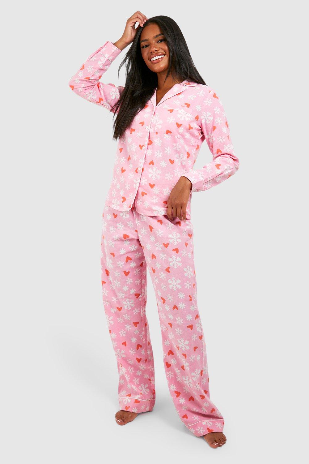 JEATHA Women Fleece Pajama Set Christmas Snowflake Soft Lounge Sleepwear  Pjs Pink XX-Large at  Women's Clothing store