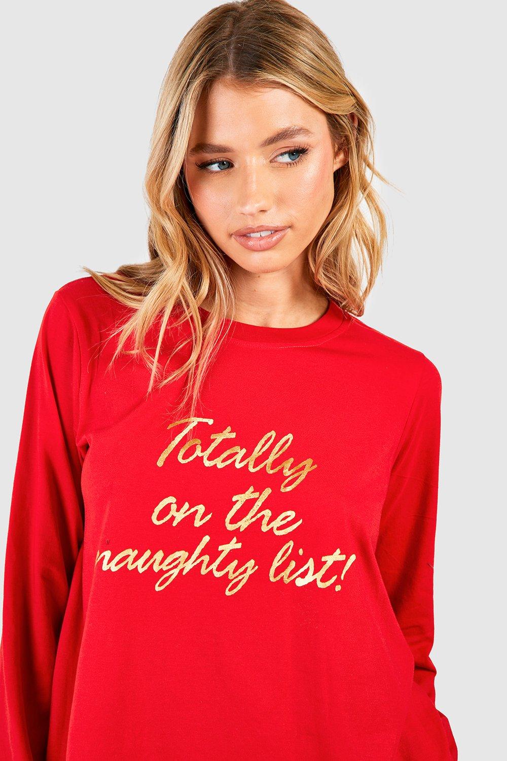 Naughty List Pajama Long Sleeve T-Shirt & Flannel Pants Set