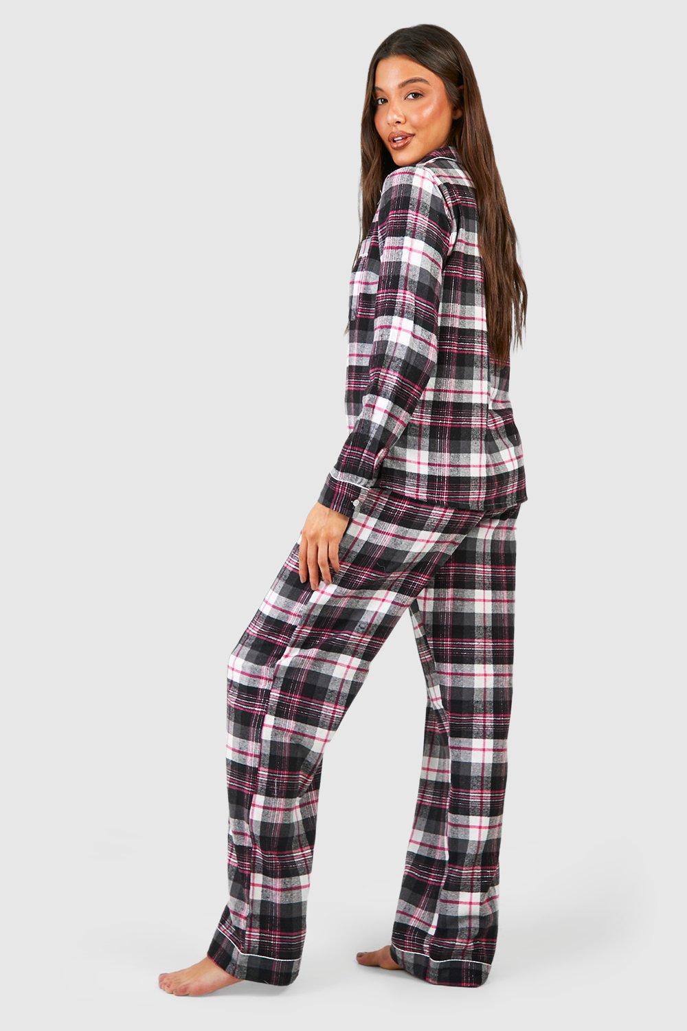 Women s Check Pyjama Shirt Trouser In A Bag Boohoo UK