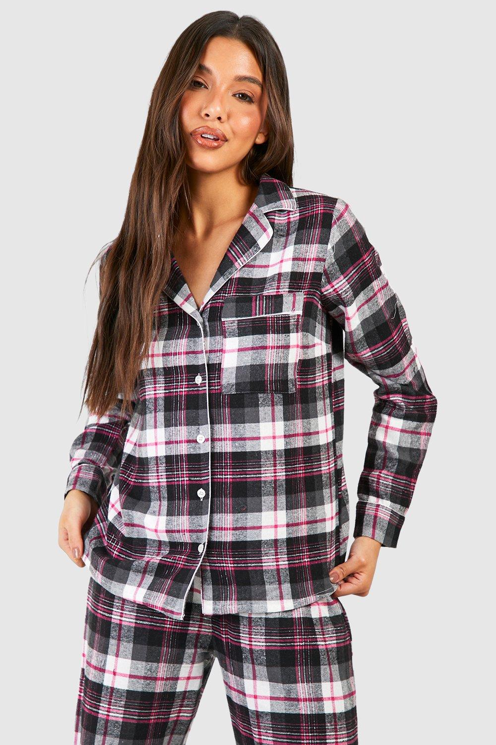 Women s Check Pyjama Shirt Trouser In A Bag Boohoo UK