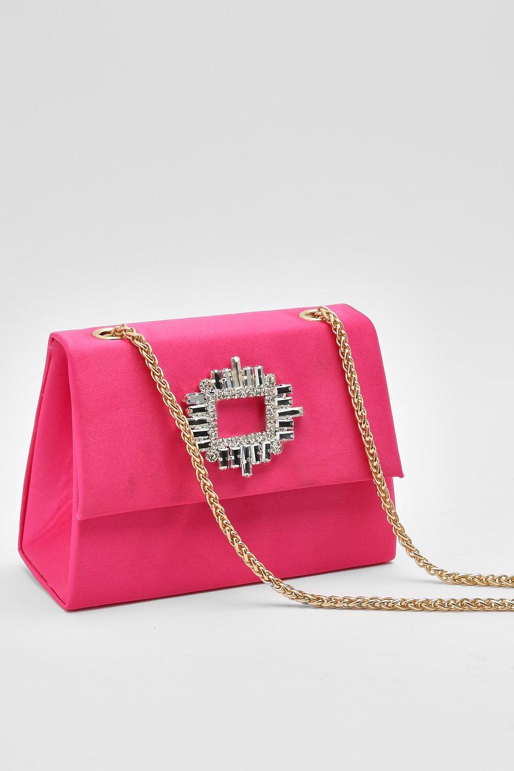 Pink satin handbag sale