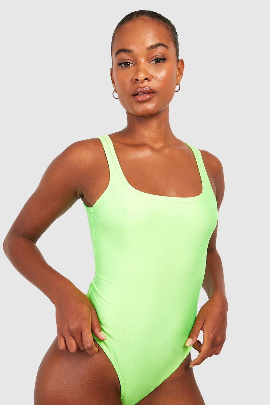 Lime Tall Square Neck Scoop Back Swimsuit image number 1