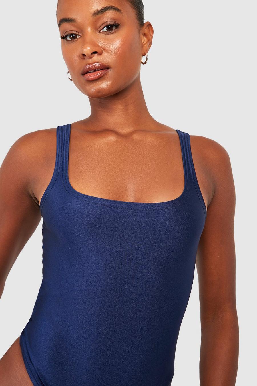 Navy Tall Square Neck Scoop Back Swimsuit