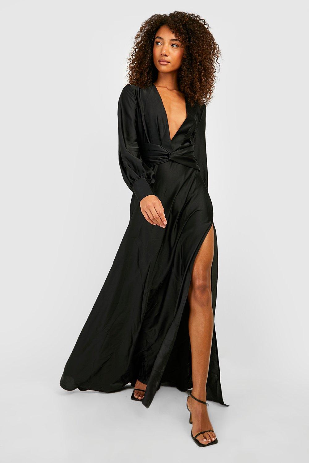 Women's Plunge Wide Sleeve Maxi Dress