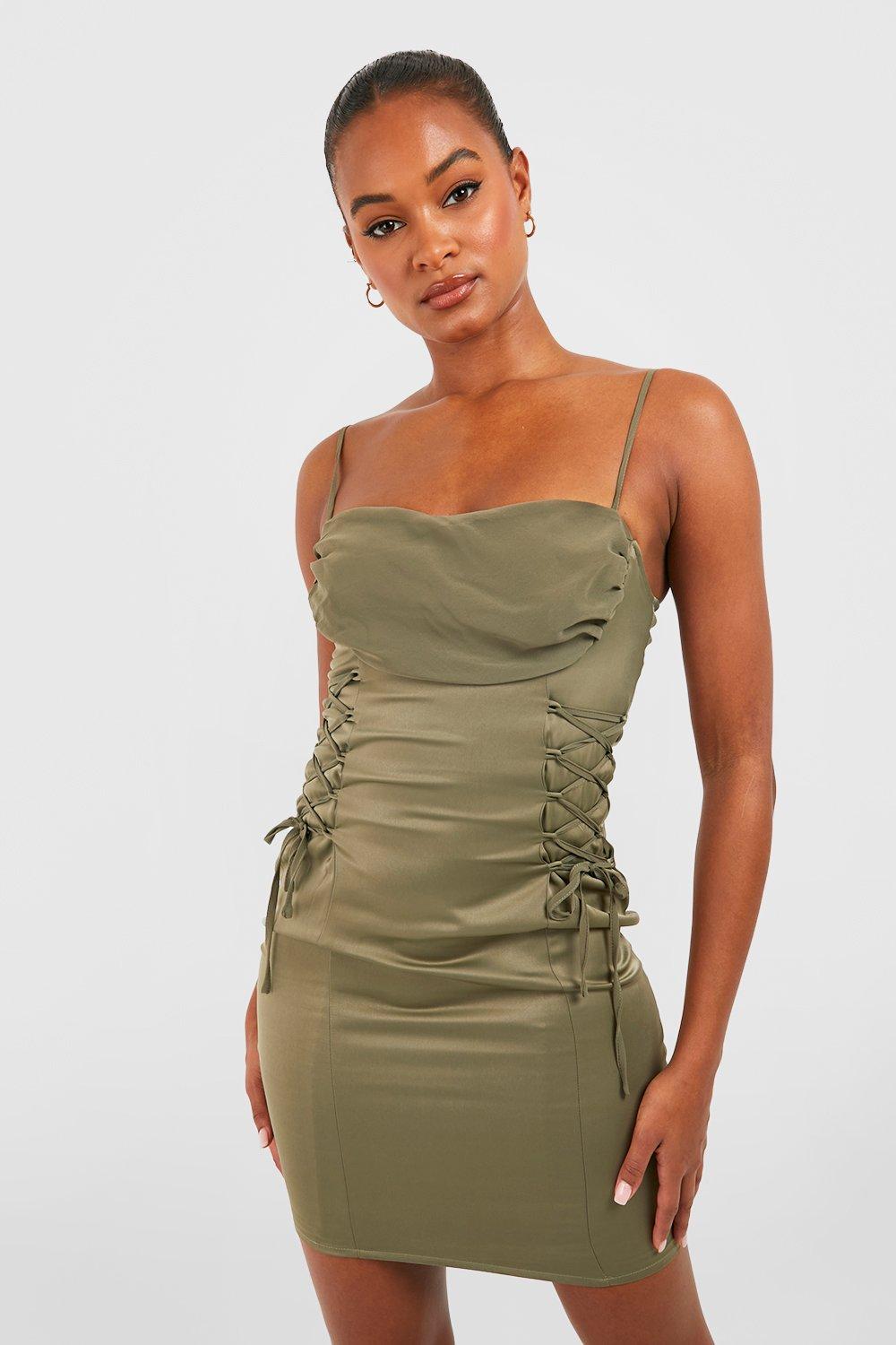 Boohoo lace shop up dress