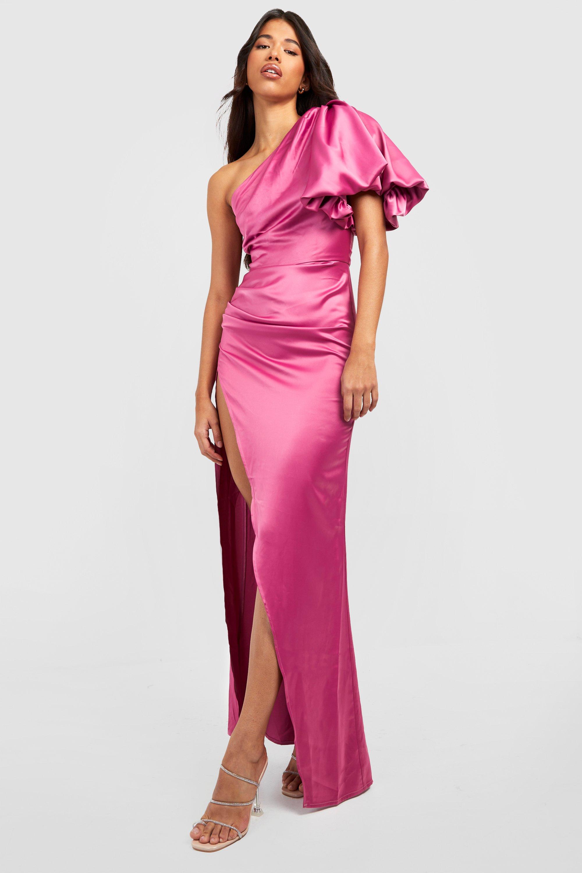 Tall Satin Puff Sleeve Maxi Dress boohoo