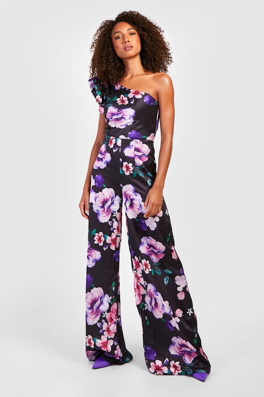 Plus Ruffle Strap Floral Jumpsuit