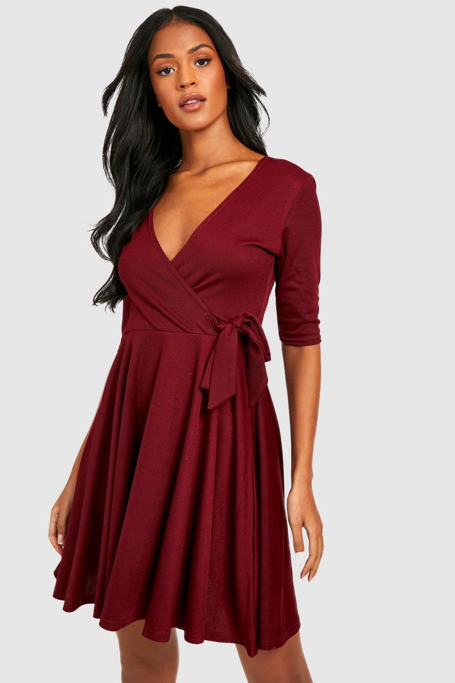 Berry Tall Wrap And Skater Dress image number 1