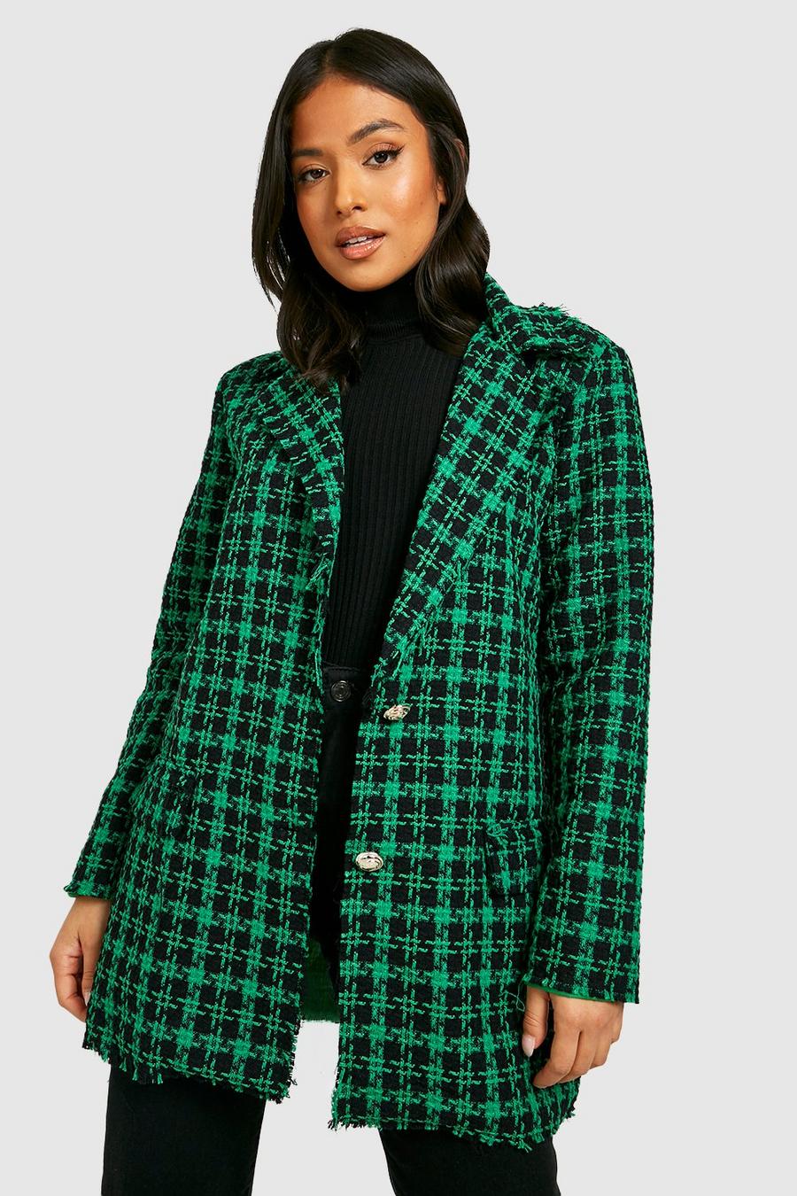 Green Petite Longline Boucle Gold Button Blazer image number 1