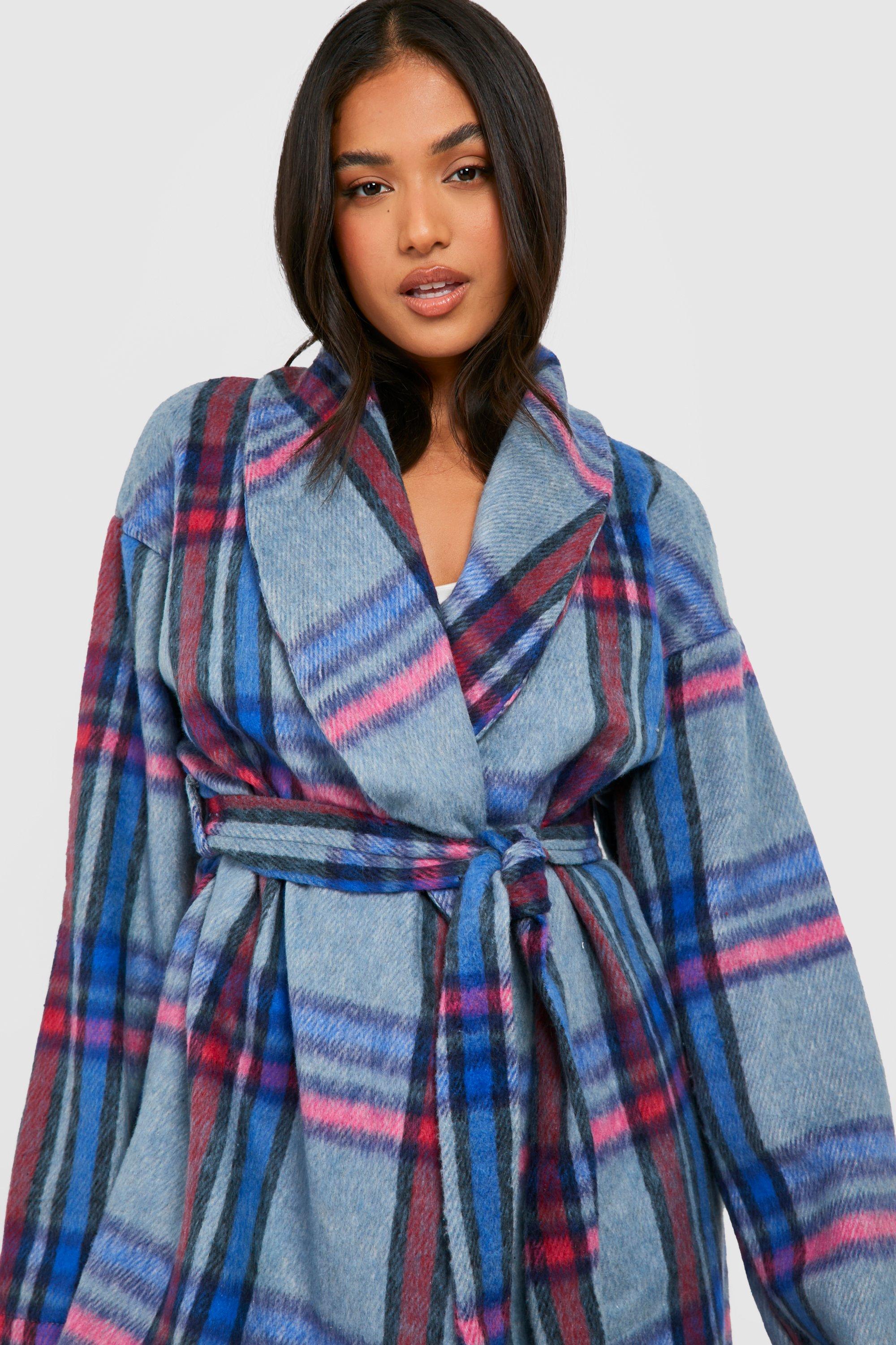 Checked hotsell wrap coat