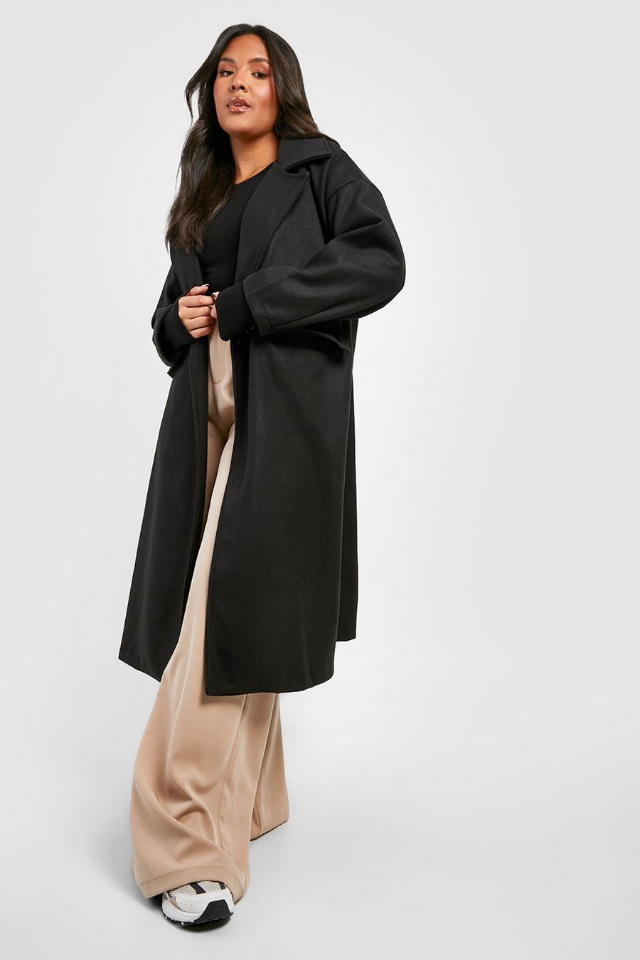 Black Plus Premium Wool Look Oversized Coat image number 1