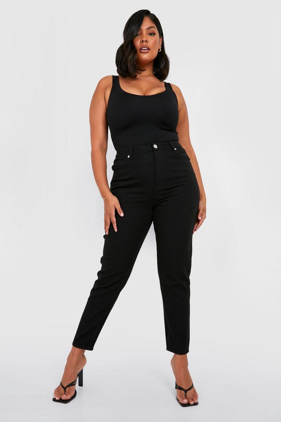 Black Plus Mom jeans med hög midja image number 1