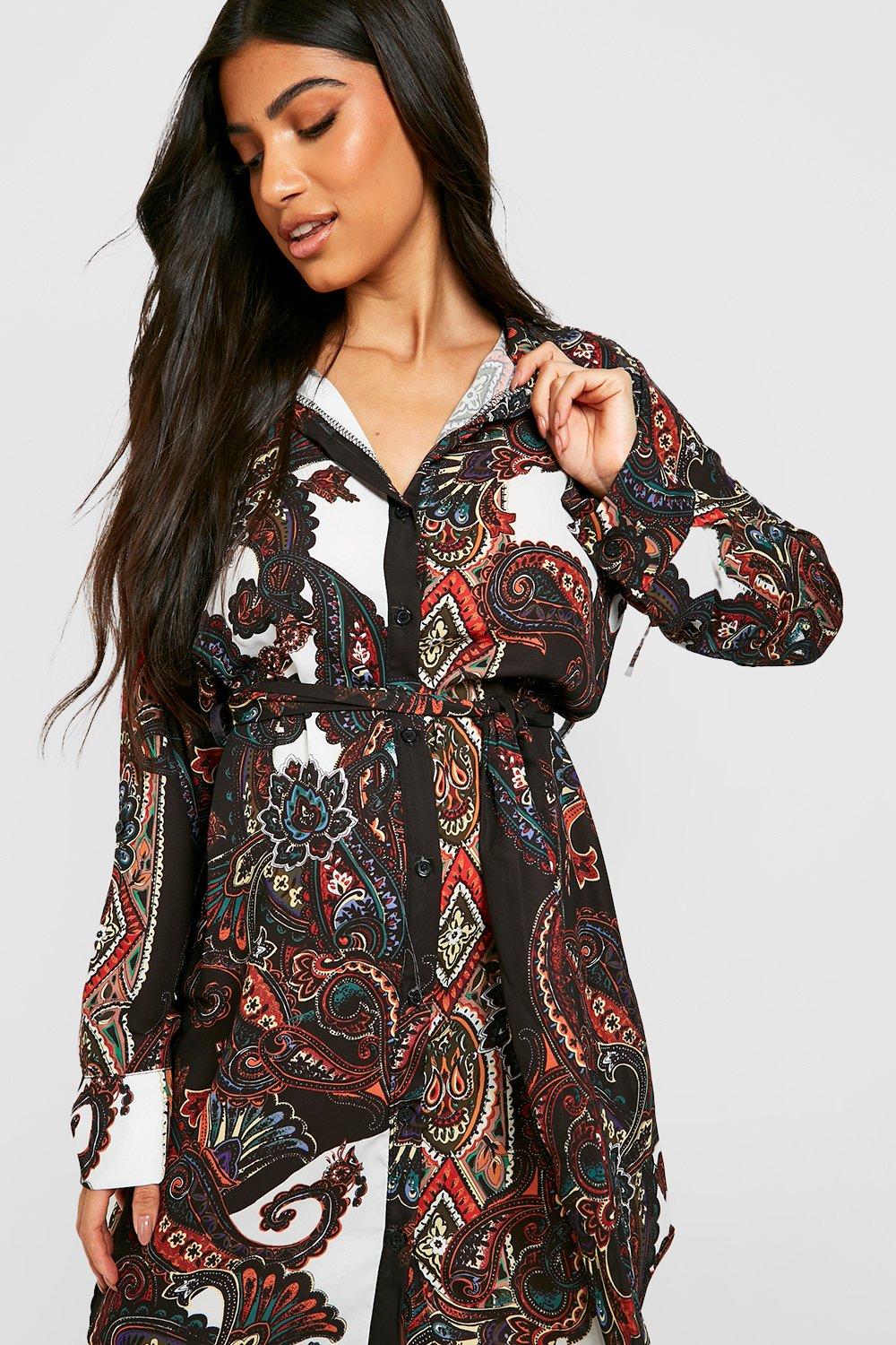 Boohoo paisley sales shirt dress