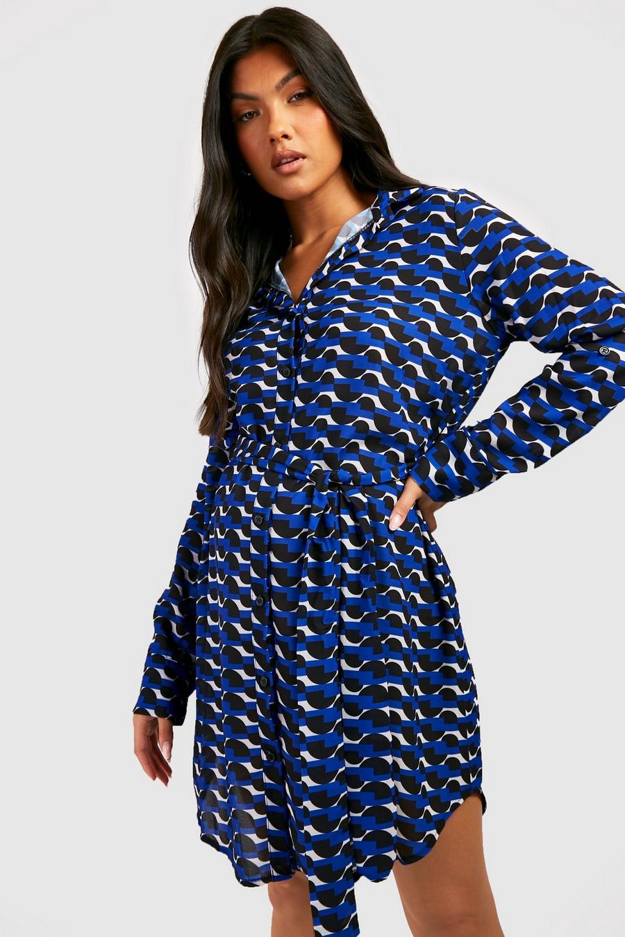 Cobalt Maternity Geo Belted Shirt Dress image number 1