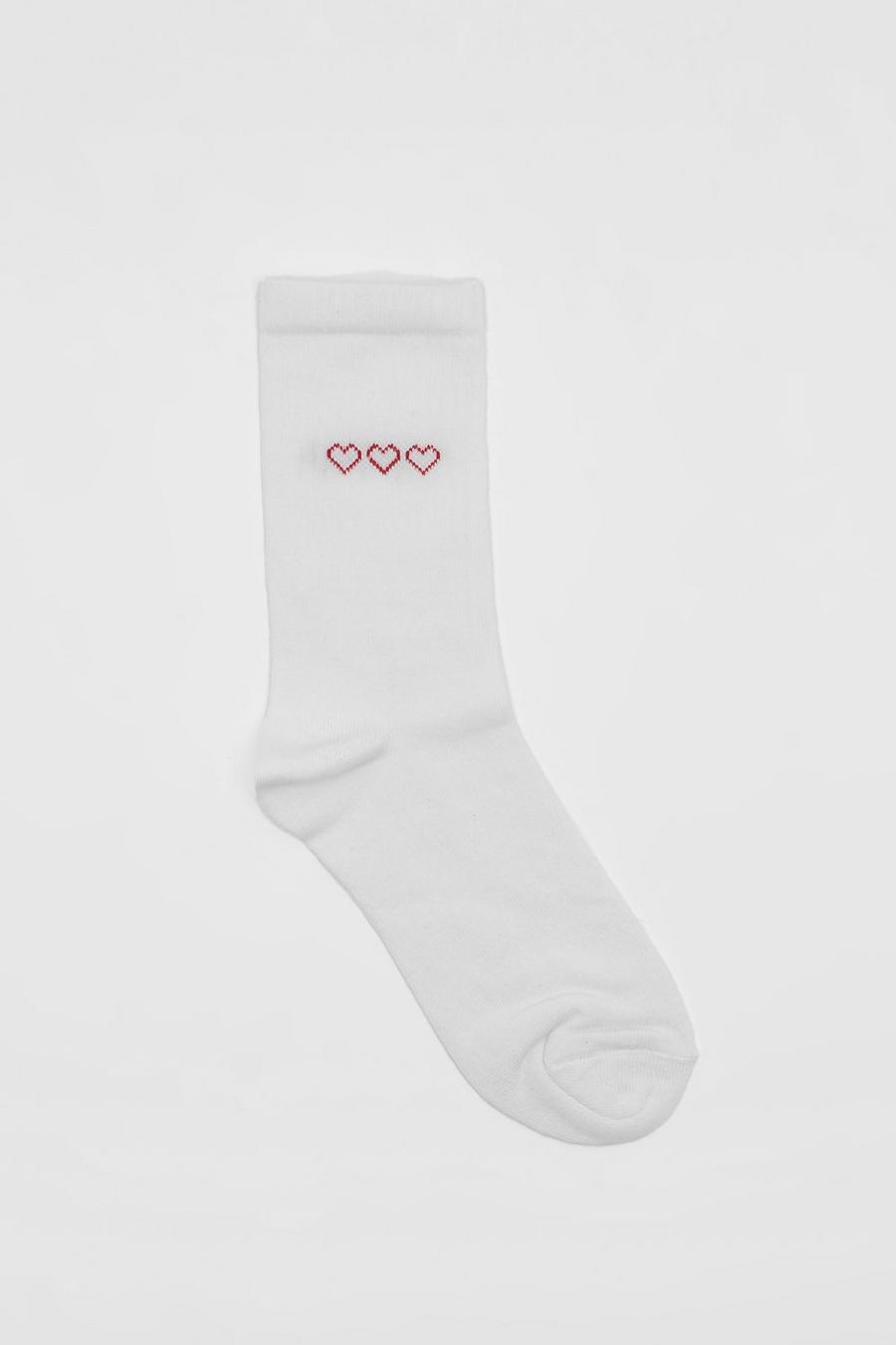 White Single Triple Heart Sport Sock image number 1