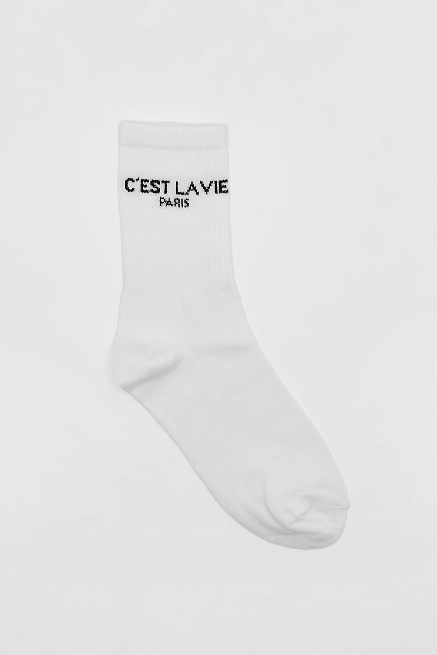White Cest La Vie Sport Sock