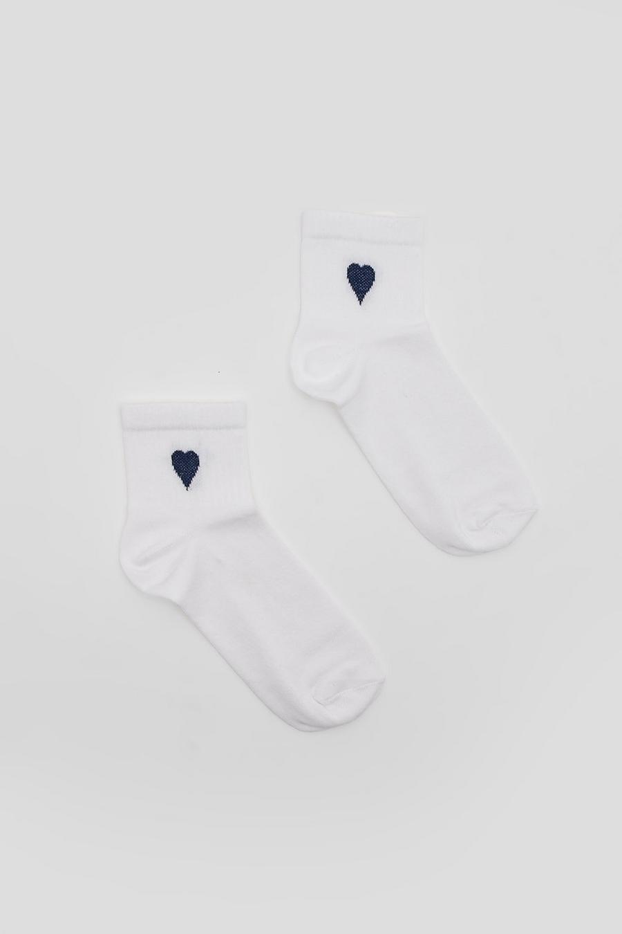 White Heart Detail Short Sport Sock image number 1
