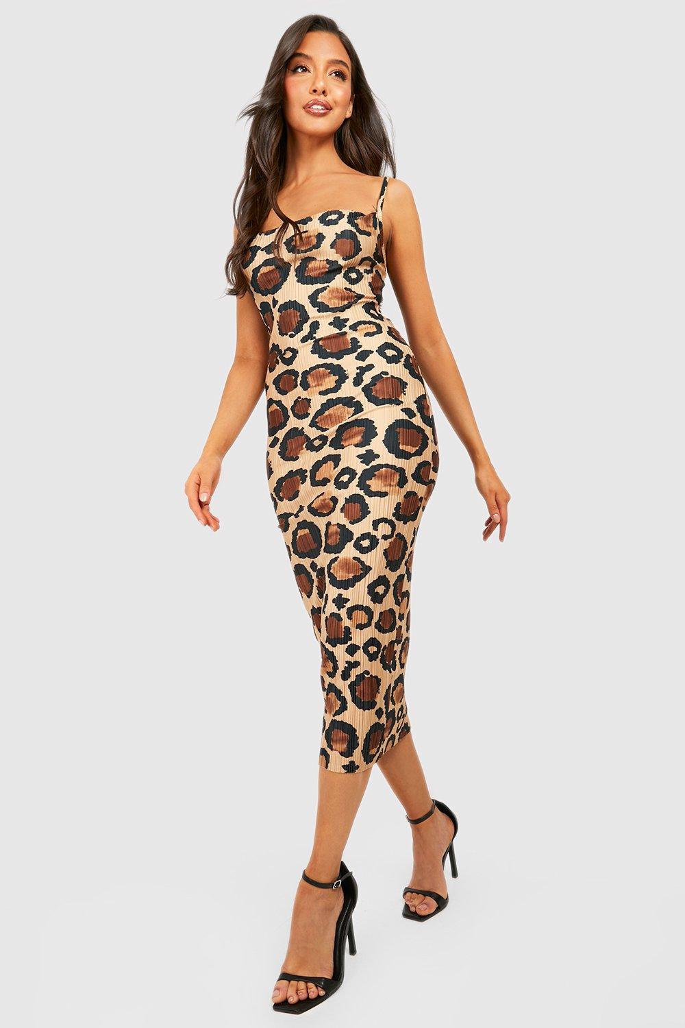 Leopard cowl shop neck slip dress