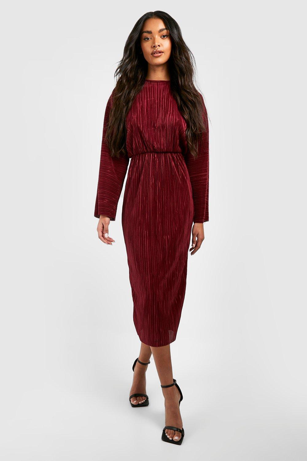 Boohoo on sale burgundy dress