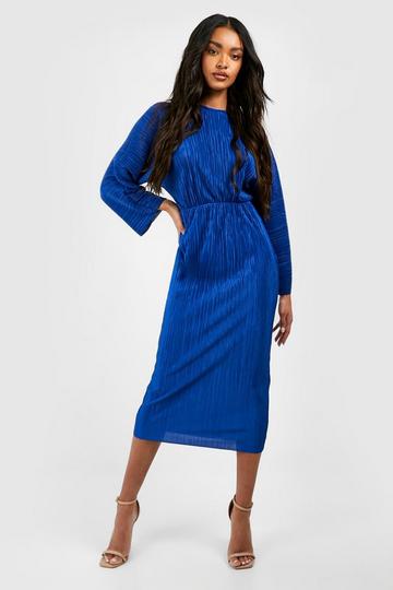 Plisse Batwing Midaxi Dress cobalt