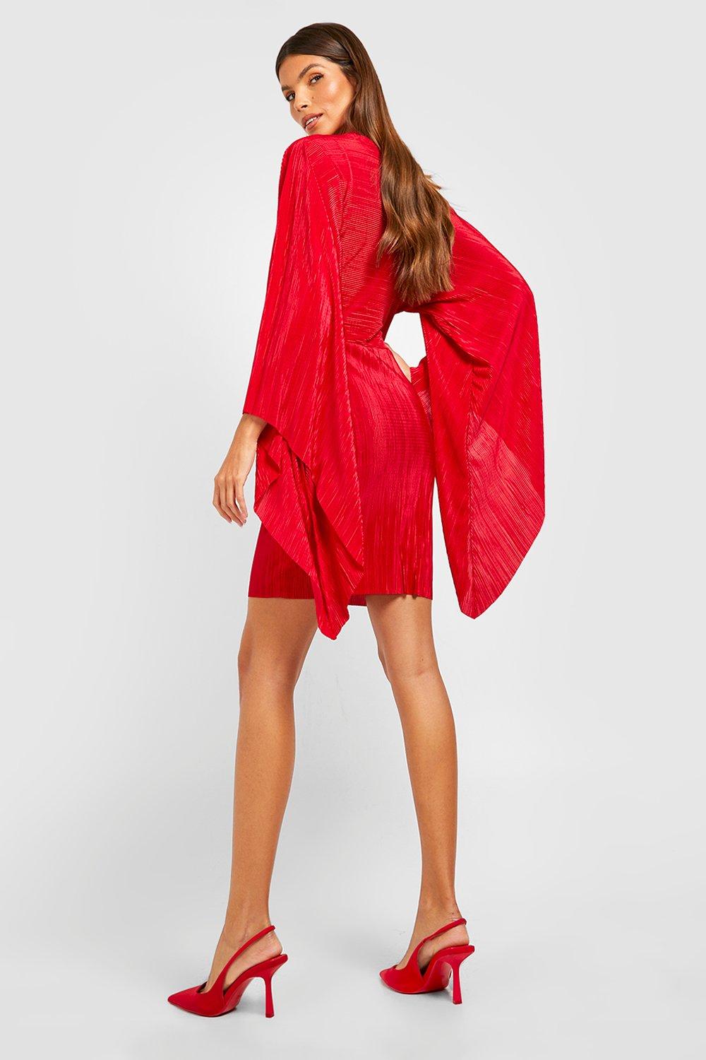 Boohoo red outlet cape dress