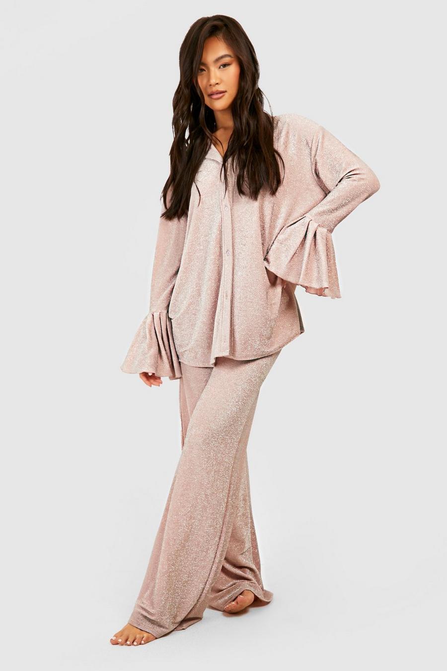 Blush Premium Shimmer Pajama Pants Set image number 1