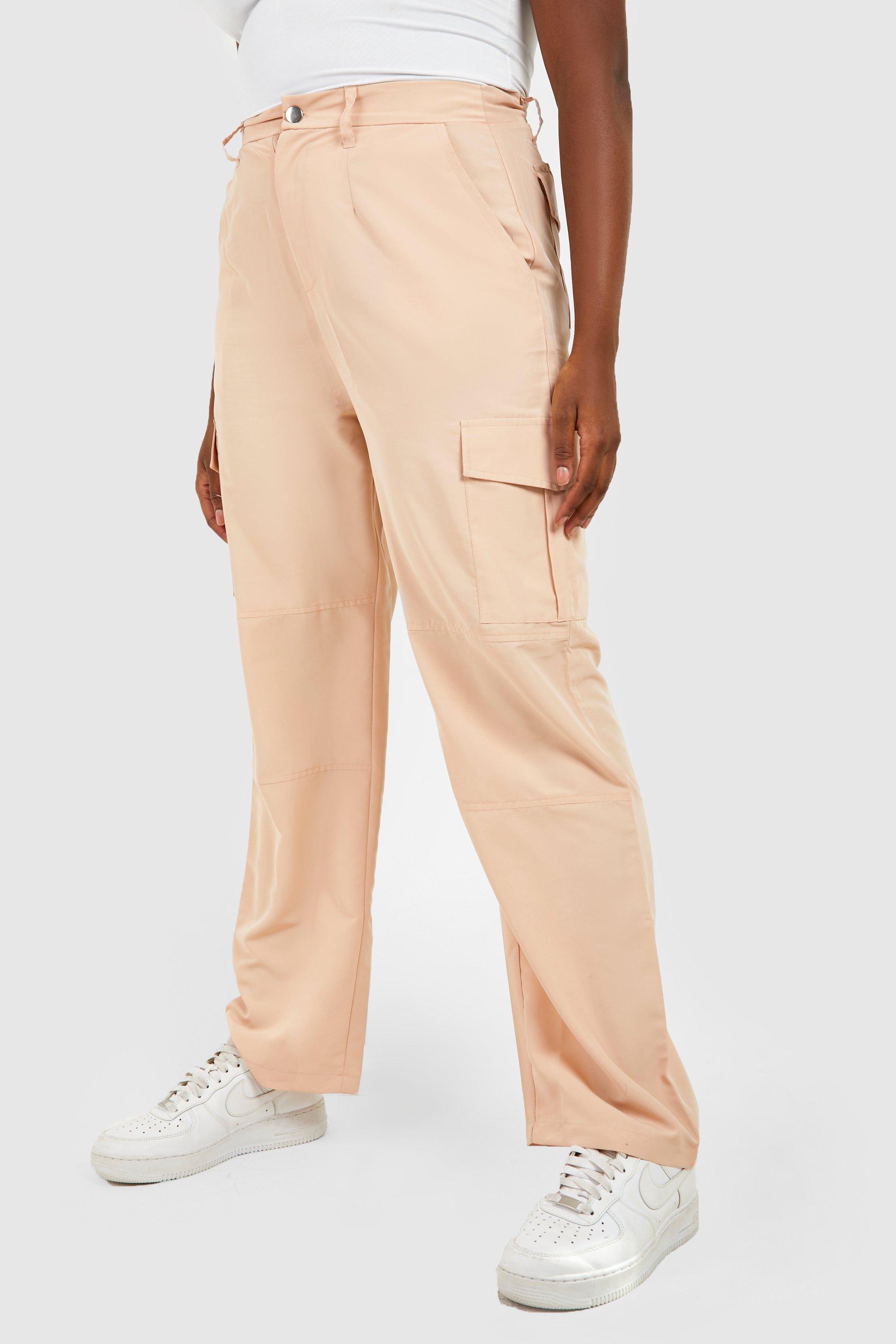 Women's Petite Twill Paperbag Waist Cargo Trousers